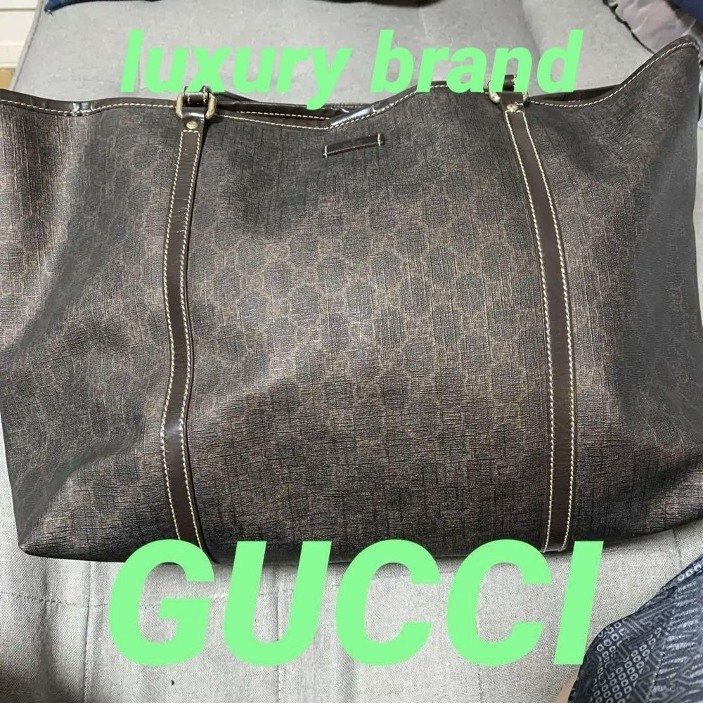 Gucci GG Supreme Leather Tote Bag Wide Gusset Pre-Owned