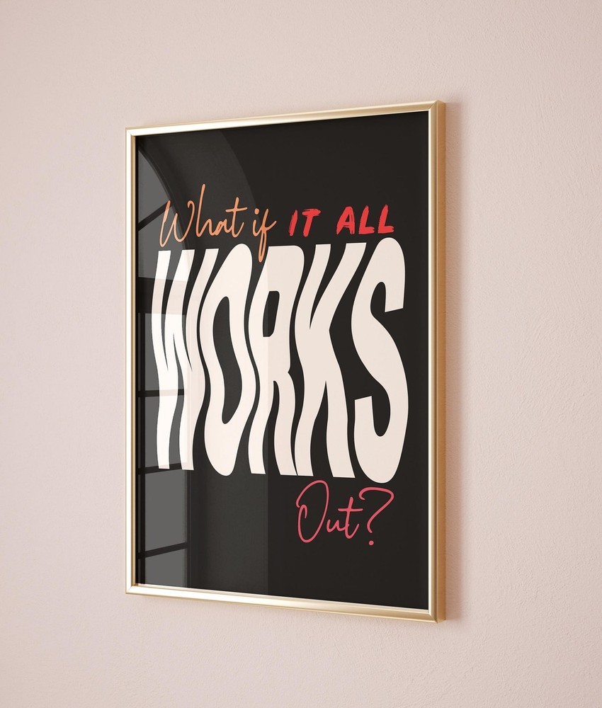 Preppy Wall Art What If It All Works Out Print Trendy Wavy Poster Retro Dorm