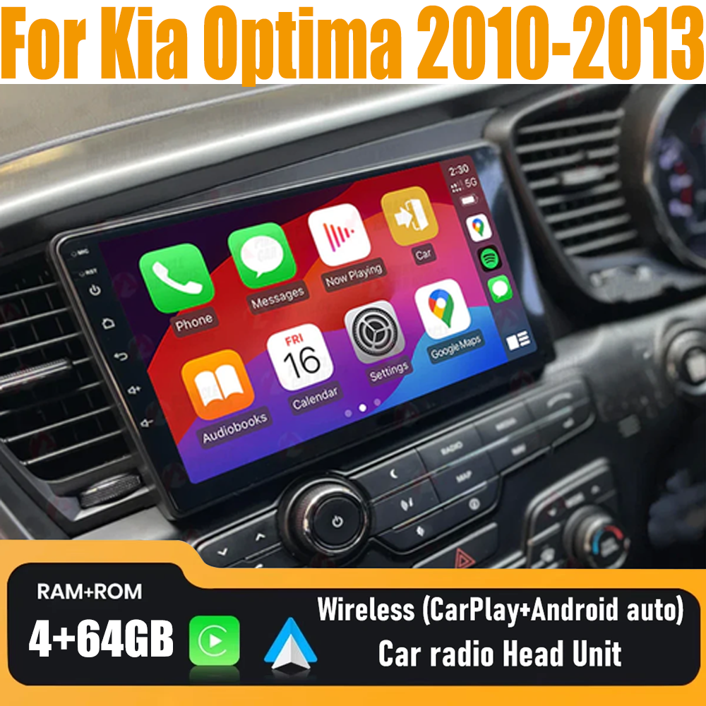 9'' Wireless Carplay & Android Auto Head Unit Car Radio For Kia Optima 2010-2013