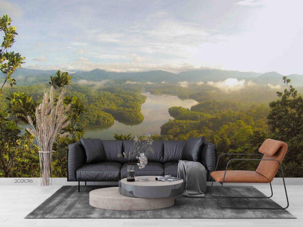 3D Sky Forest River Landscape Wall Murals Wallpaper Murals Wall Sticker