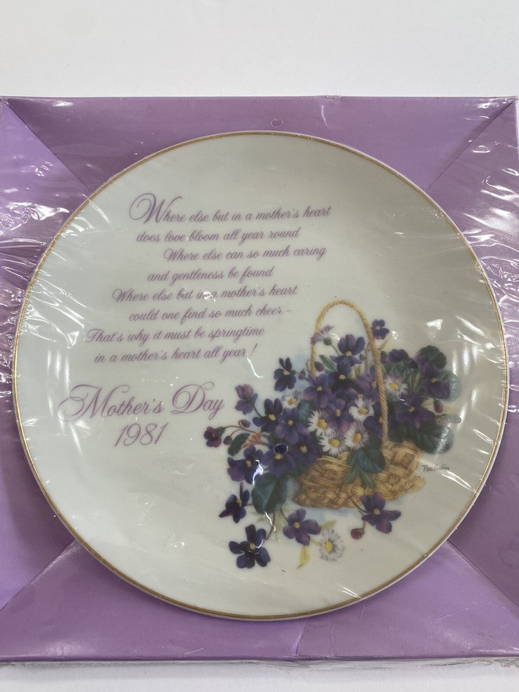 Mothers Day China Plate 1981 American Greetings Signed Anne Marie Trechslin New-image