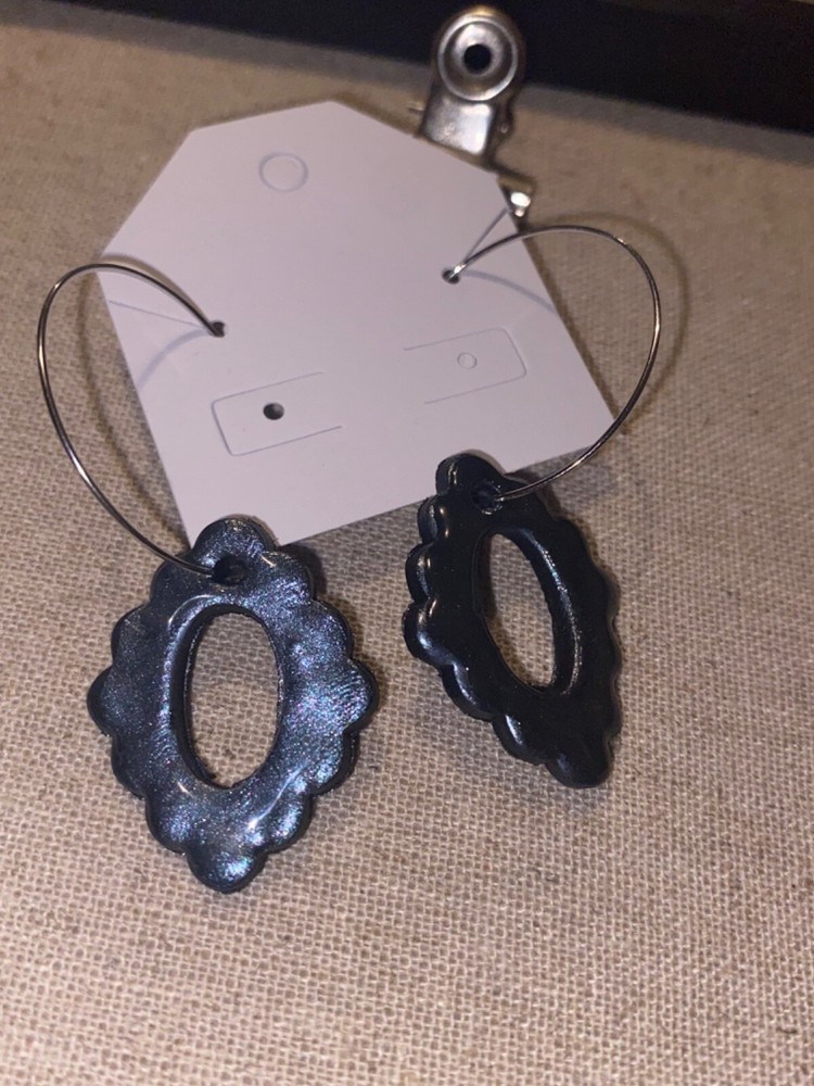 handmade earrings made with clay topped with resin/dangle
