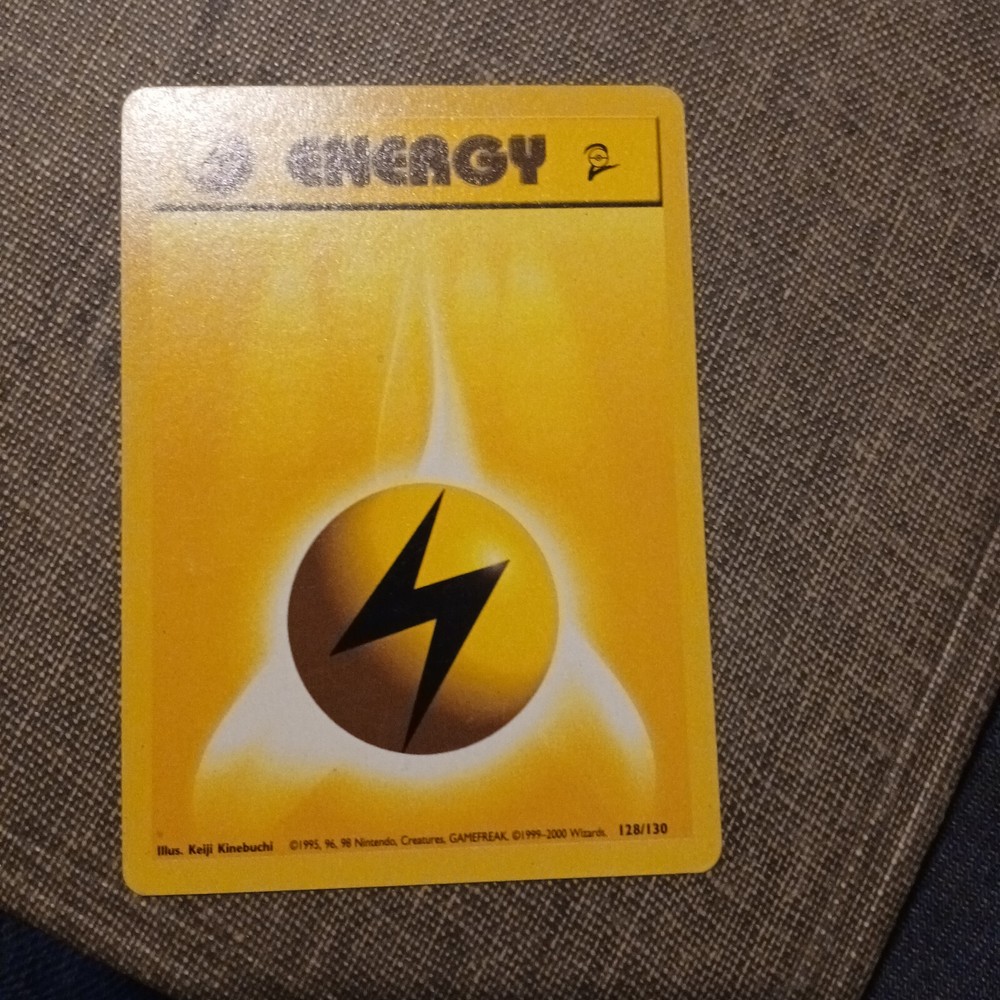 Basic Lightning Energy 128/130 Common 1999 Pokemon Base Set 2 TCG Card WOTC