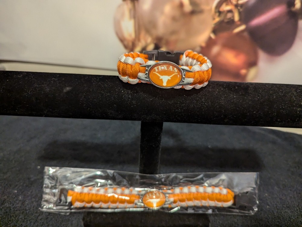 Free Shipping Cyber Monday Sale. 2/$14.Texas Longhorns NCAA Paracord Bracelets-image