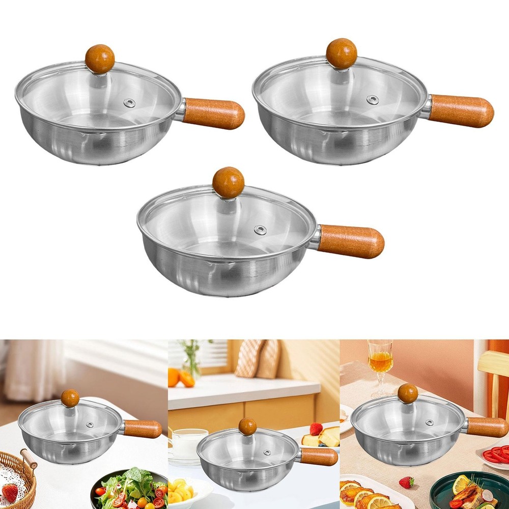 Stainless Steel Sauce Pan Breakfast Cooking Pot Cookware for Home Camping RV