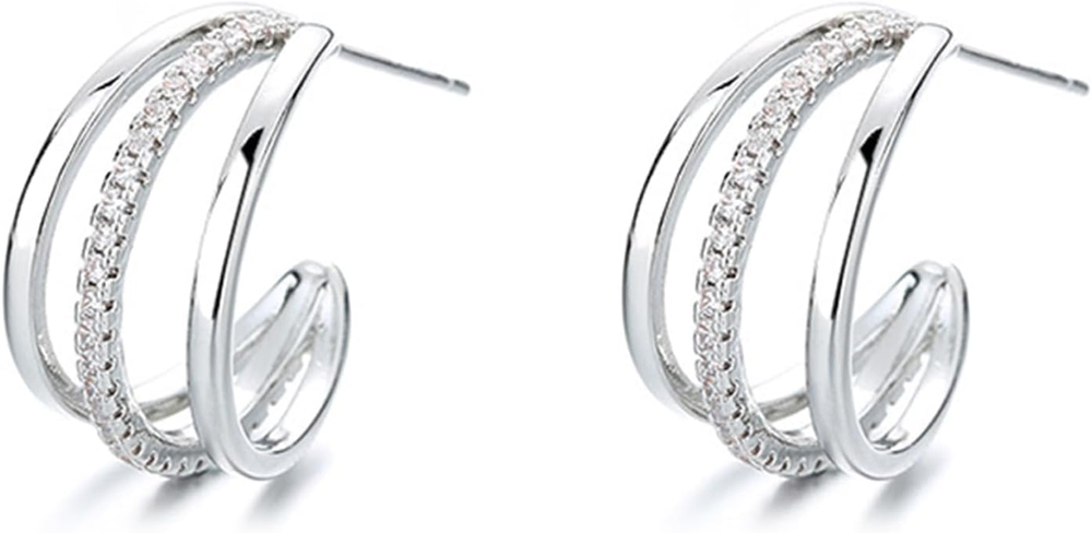 Chunky Gold Triple Hoop Huggie Earrings for Women