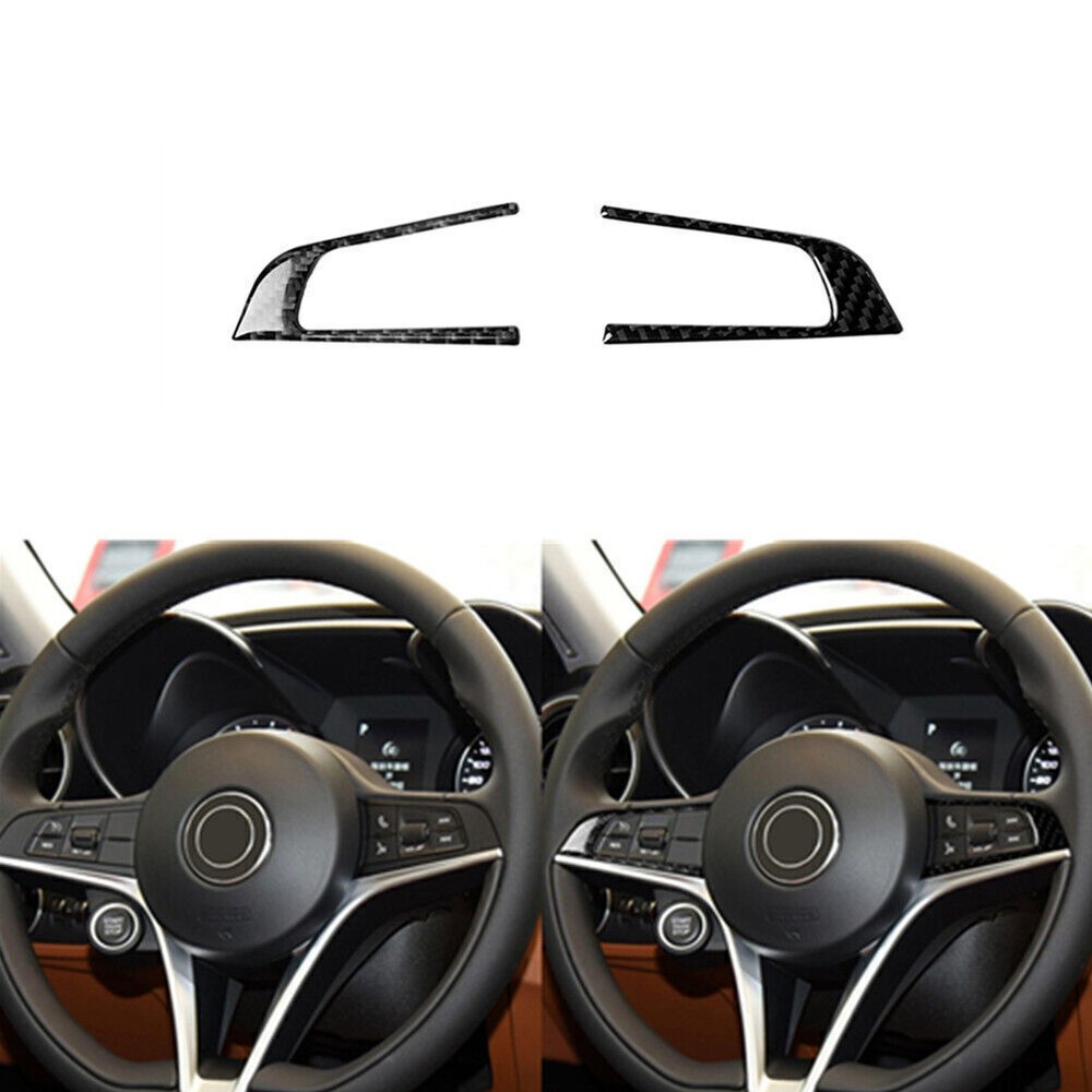 2X Carbon Fiber Steering Wheel Frame Cover Trim For Alfa Romeo Giulia 2017-2019