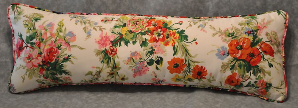 Corded Accent Pillow made w Ralph Lauren Belle Harbor White Floral Fabric 24x8
