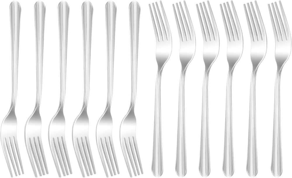 MJIYA 12 PCS Dinner Forks Silverware Set - 7 Inch Heavy Duty Stainless Steel