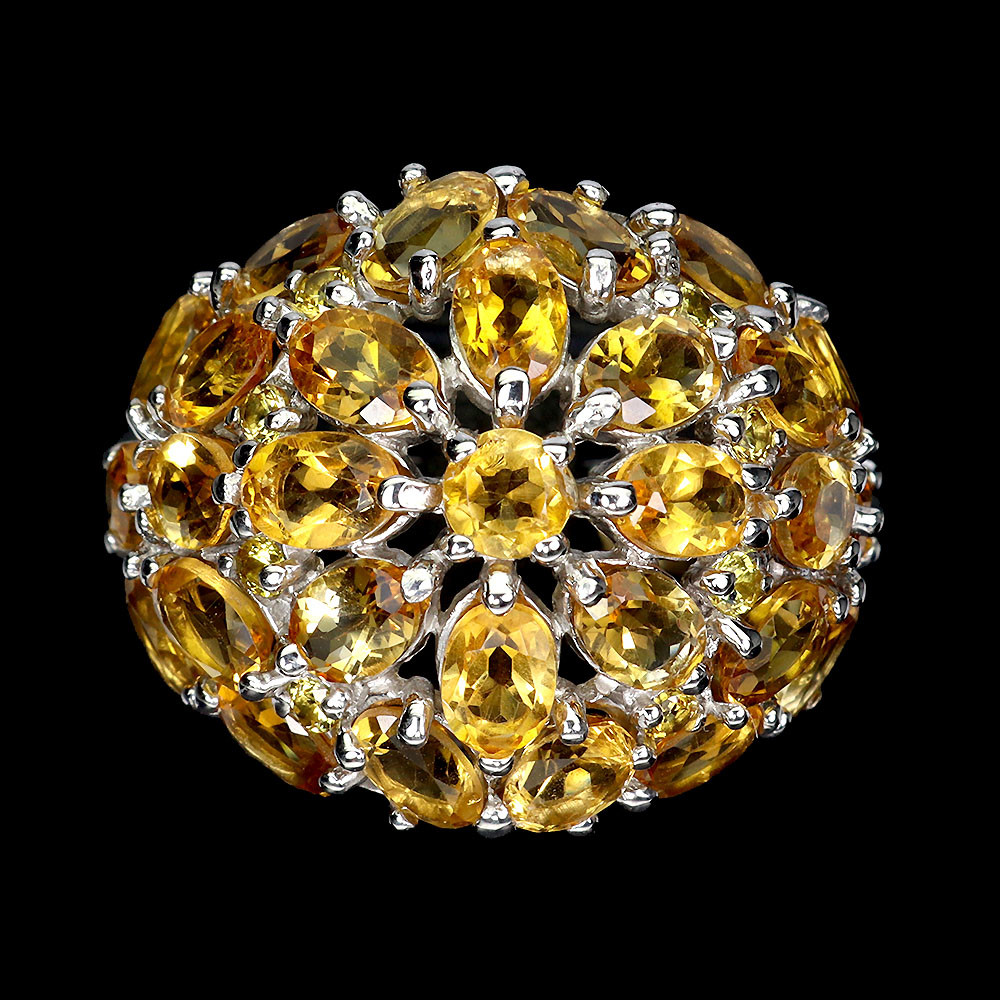 925 Sterling Silver Oval Citrine Ring 6x4mm Natural Gemstone Size 9 Jewelry