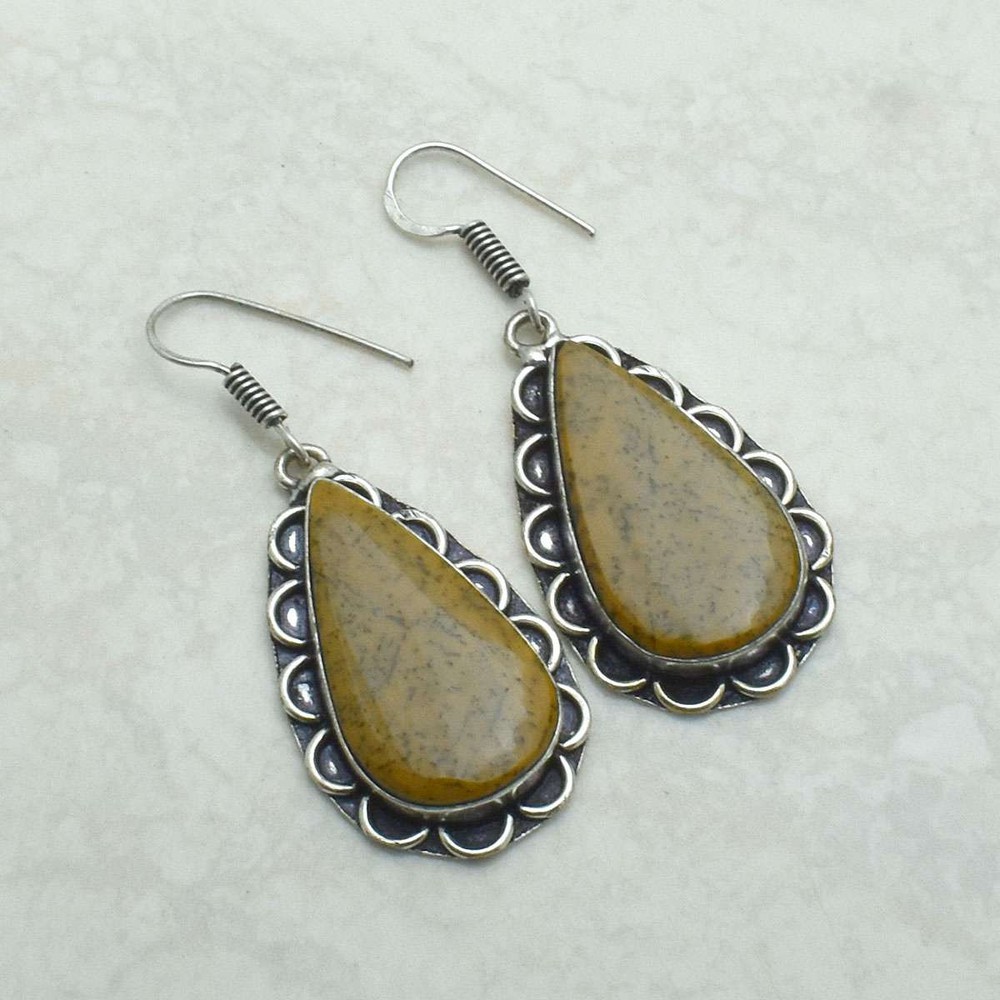Dendrite Opal Gemstone Handmade Drop Dangle Earrings Jewelry Gift 1.84