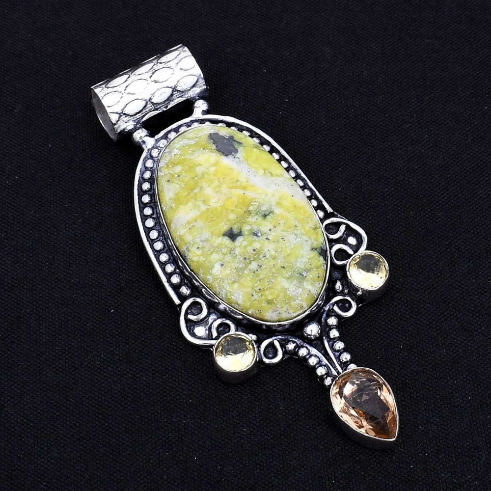 Australian Green Opal Citrine Gemstone Ethnic Handmade Pendant Jewelry AP-12209