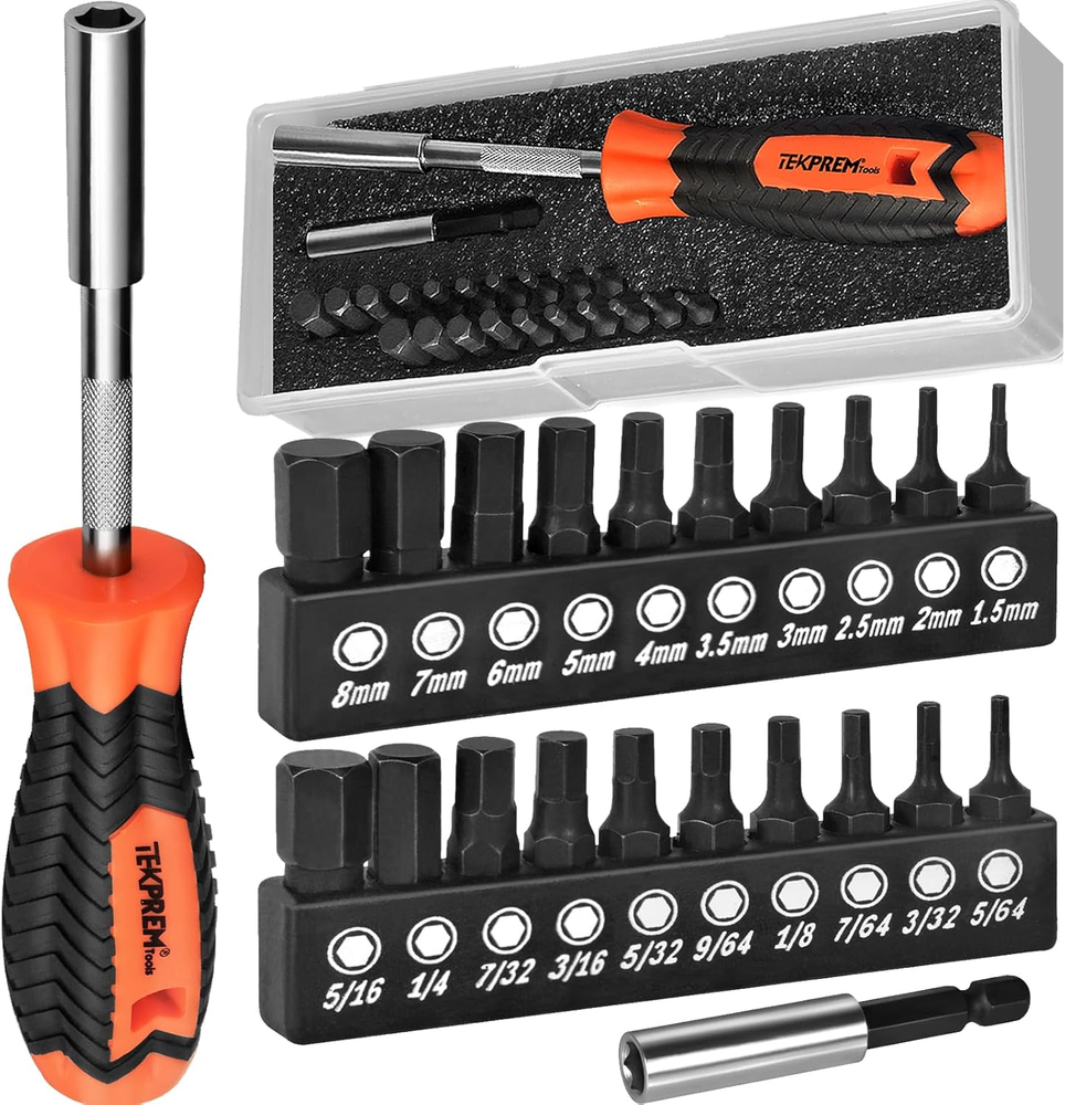 20-Piece Metric & SAE Hex Bit Set with Magnetic 1/4