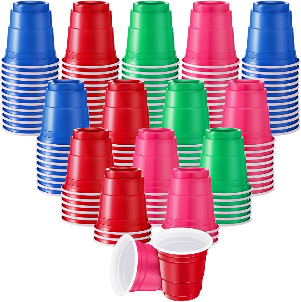 200 Pcs 2 oz Plastic Shot Glasses Disposable Shot Cups Colored Mini Cups Summ