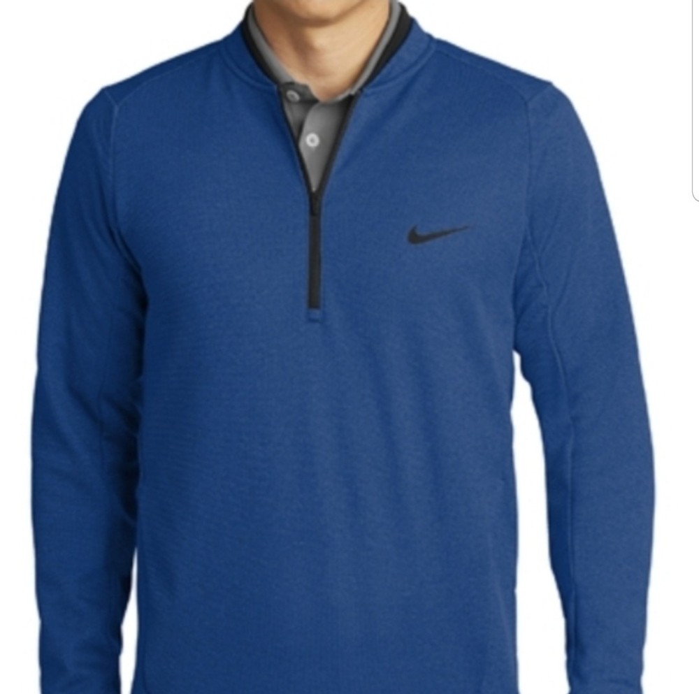 Nike Golf Therma-Fit Quarter-Zip Blue Long Sleeve Pullover Mens Size Large EUC