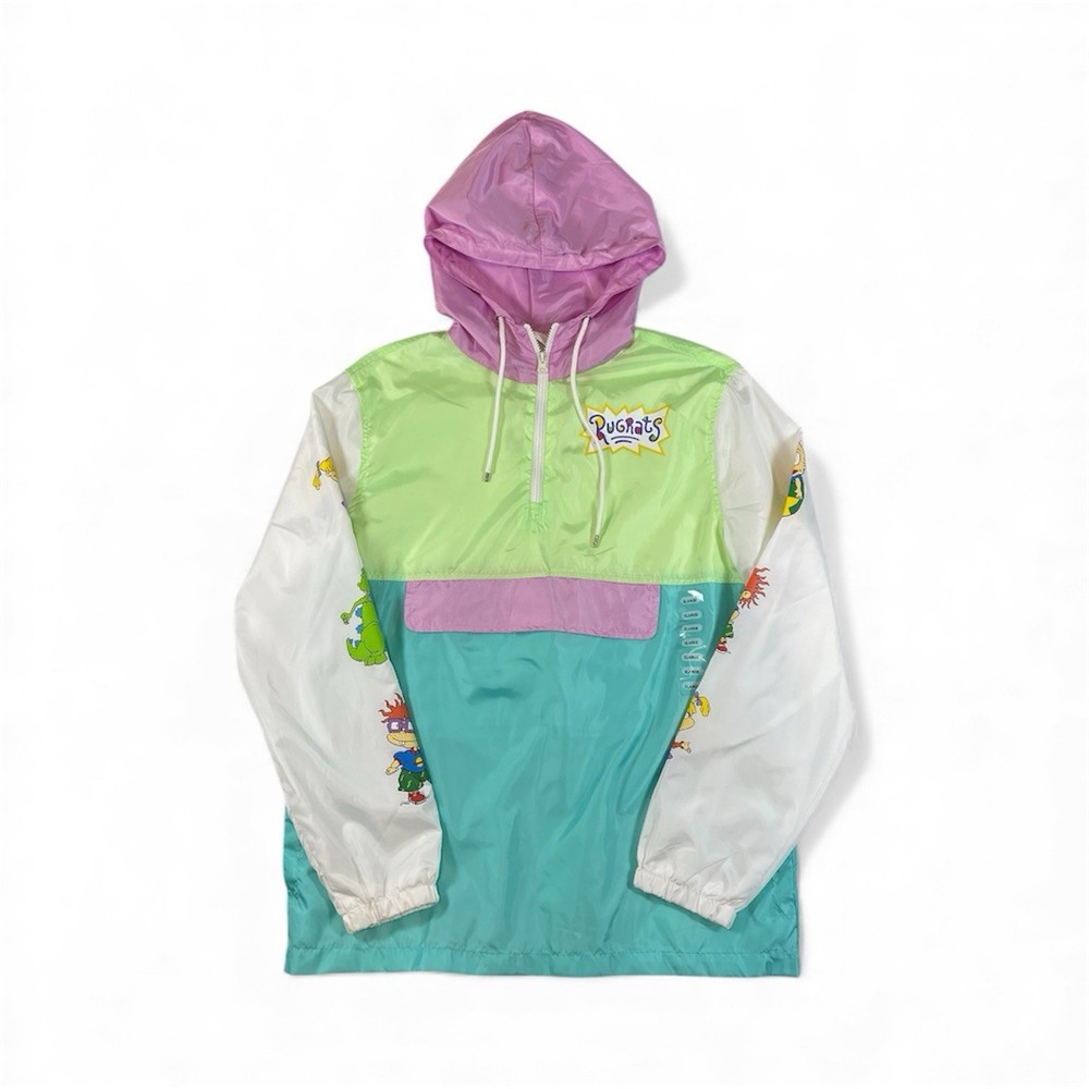 Nickelodeon Adult XL Windbreaker Jacket Rugrats Color Block Retro Y2K 90s Hooded