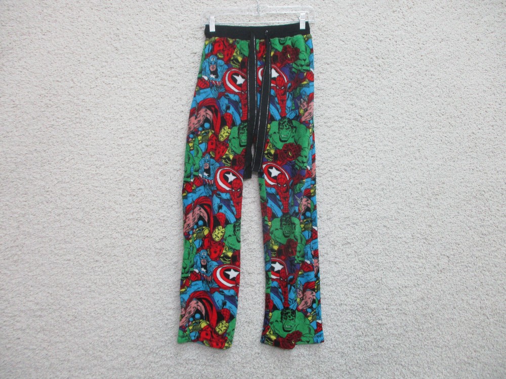 Marvel Pajama Pants Small Adult Blue Red Green Super Heroes Hulk Avengers Womens