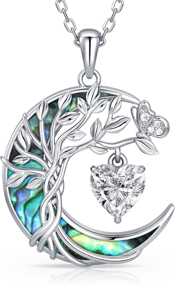 Tree of Life Birthstone Necklace for Women, S925 Sterling Silver Premium Abalone