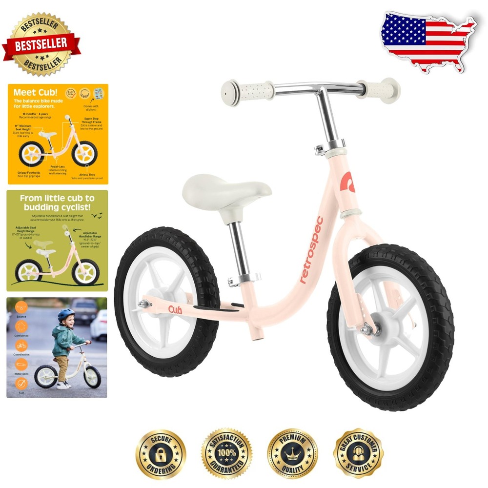 Cub 12-Inch Toddler Balance Bike for Ages 18 Months to 3 Years - Safe and Fun