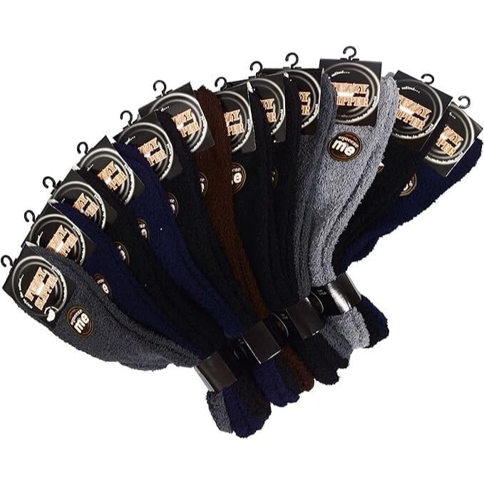 The Original Feather Touch Fuzzy Slipper Socks 12 Pack Bulk Lot Slippers