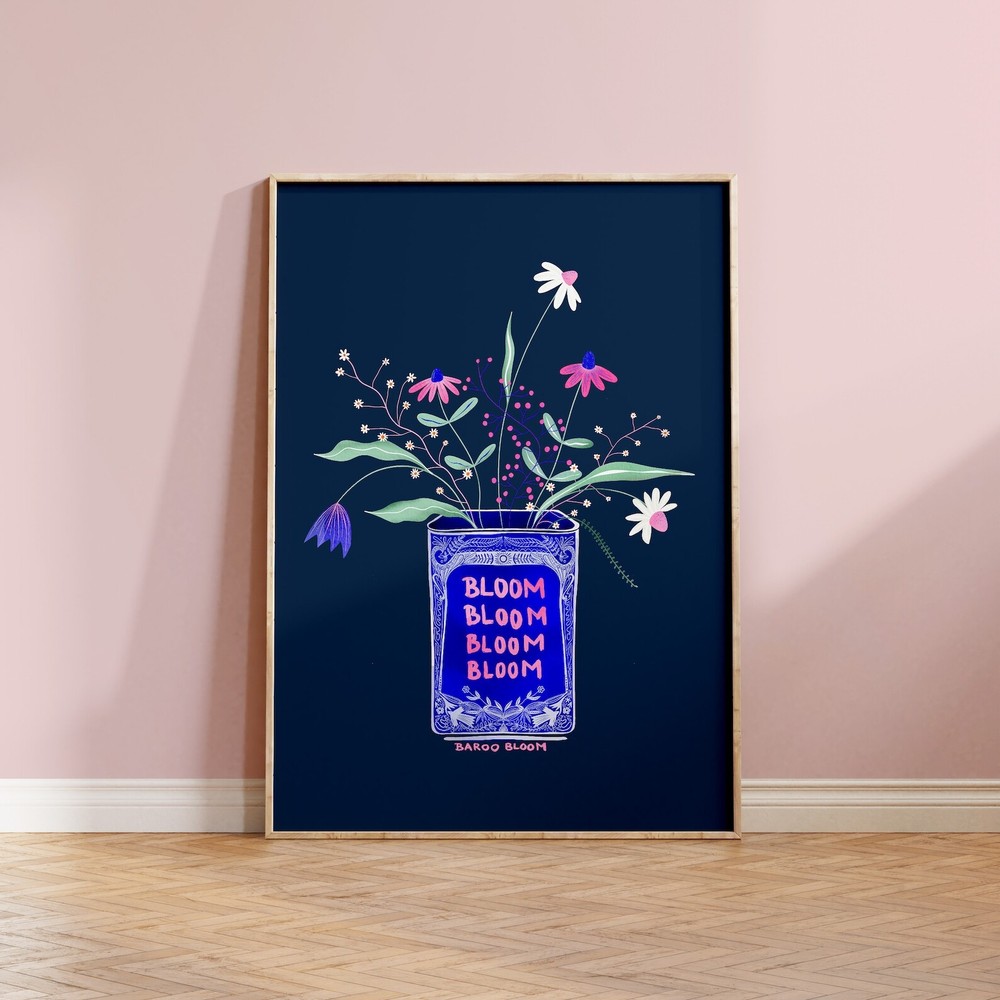 Floral Poster Maximalist Wall Art Bloom Modern Colorful Eclectic Painting Of A