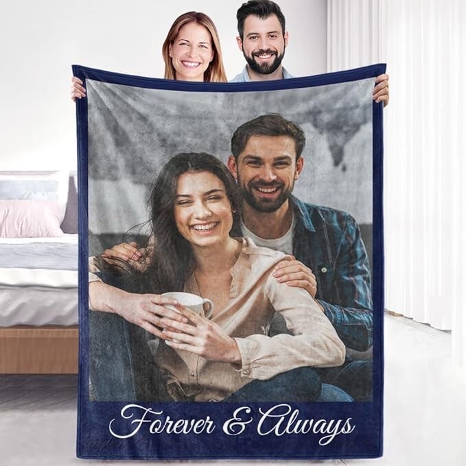 Custom Blanket With Photo Text Family Wedding Gifts Throw Blankets Personalized