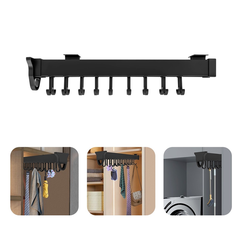 Pull-Out Storage Rack - Multifunctional Wall-Mounted Organizer in Black