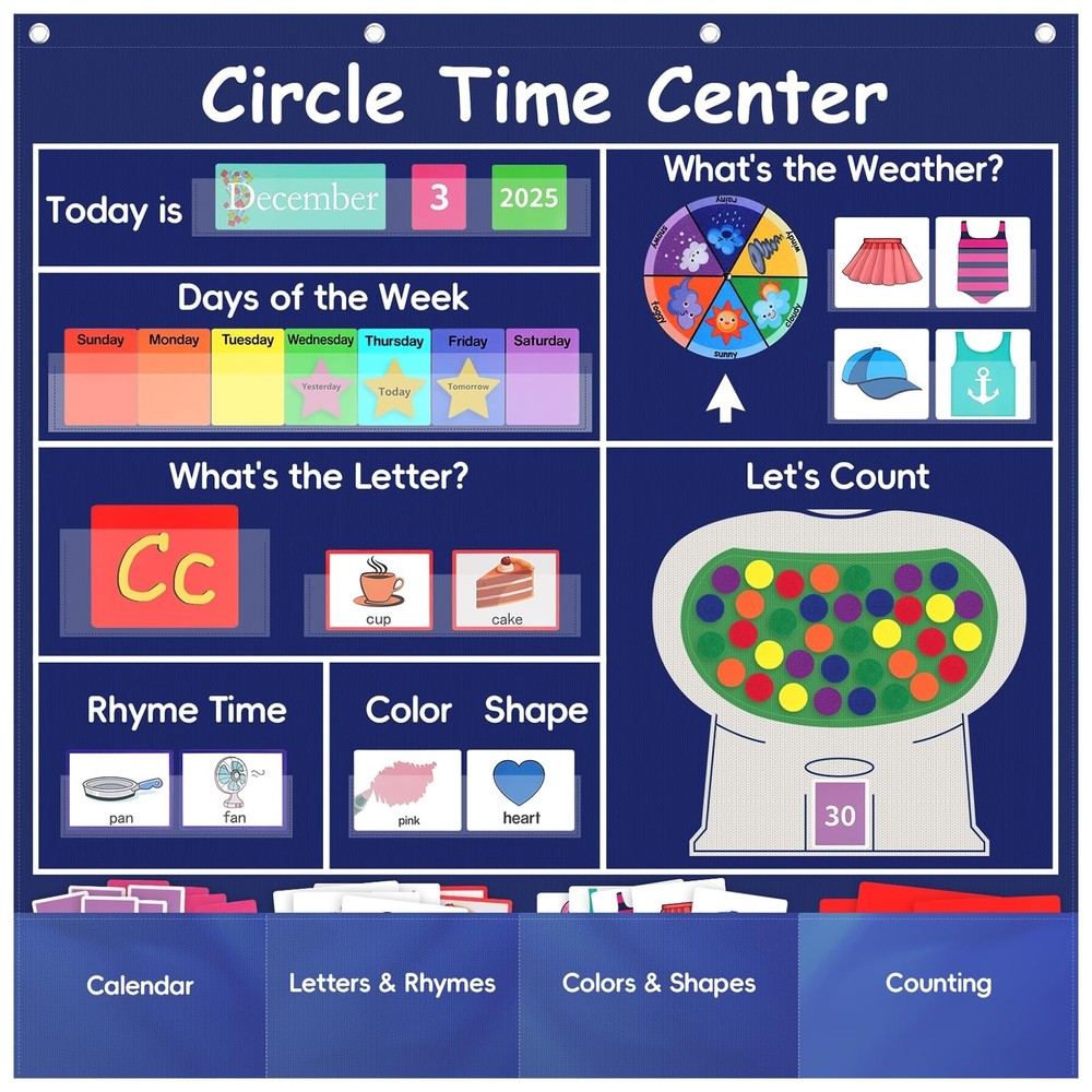 Circle Time Learning Center Classroom Pocket Chart, Circle Time Calendar Pres...