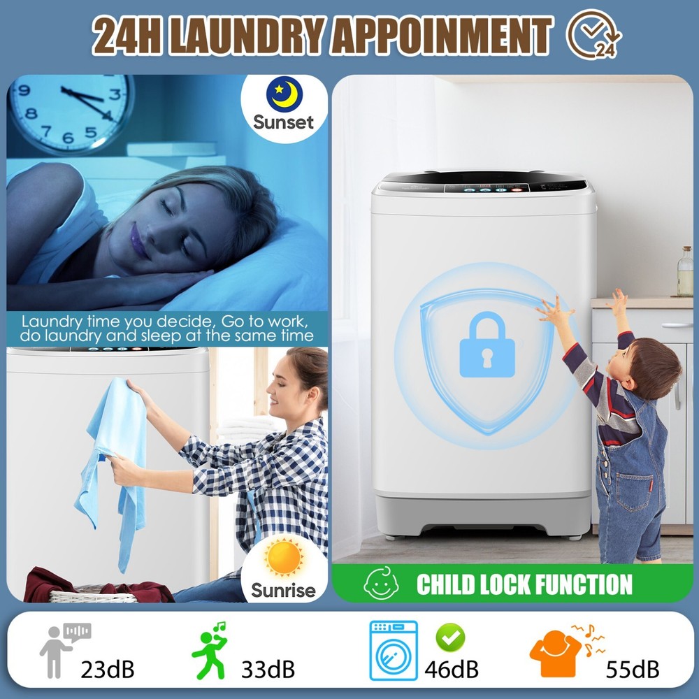 Full-Automatic 20lbs Portable Washer with 10 Programs and Drain Pump-image