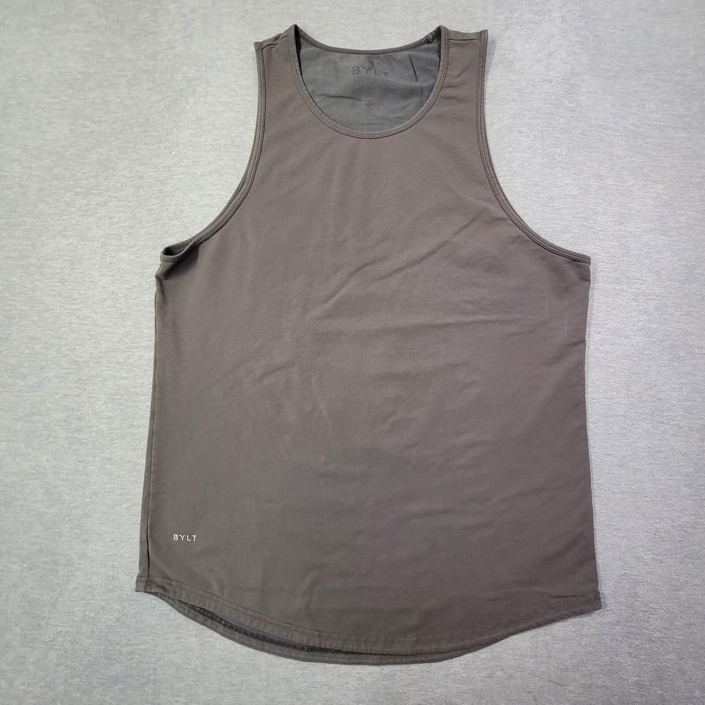 BYLT Tank Top Mens XL Gray Sleeveless Performance Lux Muscle Gym Workout