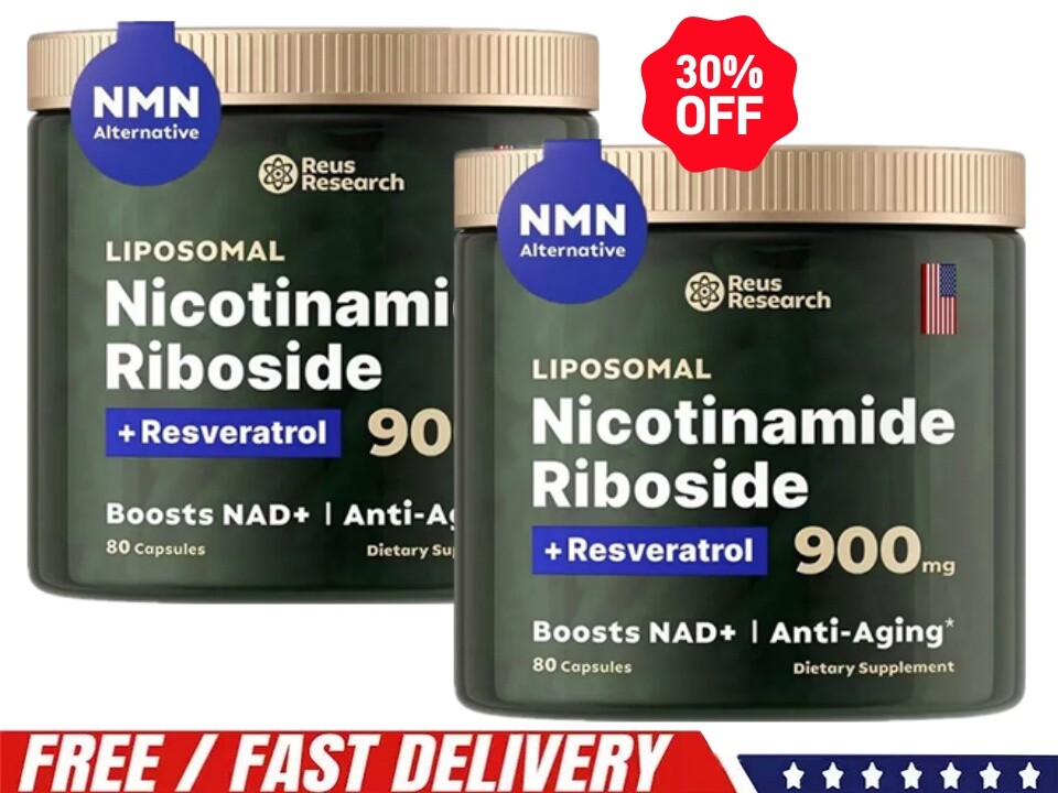 2X Reus Research NAD+ Supplement Caps for Skin Aging Support, Energy, & Foc QX