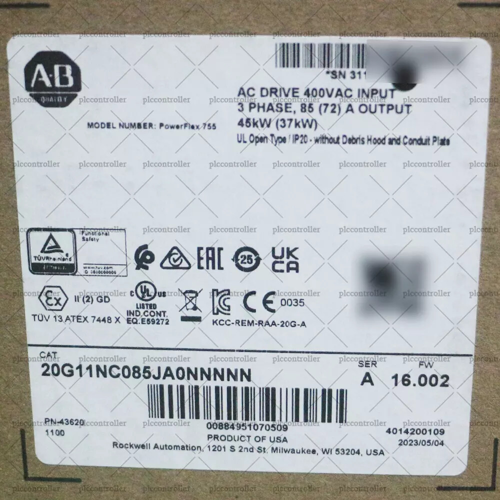 UPS SHIPPING 20G11NC085JA0NNNNN PowerFlex 755 AC Drive 45kW ND 37kW HD 3 PH