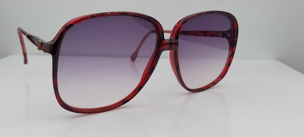 Vintage Anne Klein Riviera Burgundy Oversized Oval Sunglasses Made in Italy