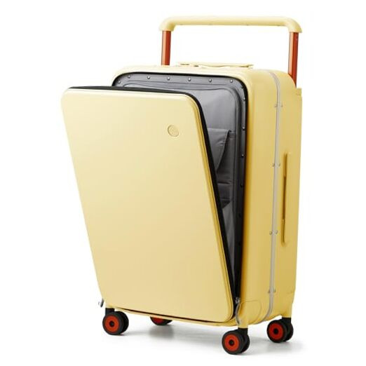 Checked Luggage Wide Handle Luxury Design Rolling Travel 24-inch Lark Yellow