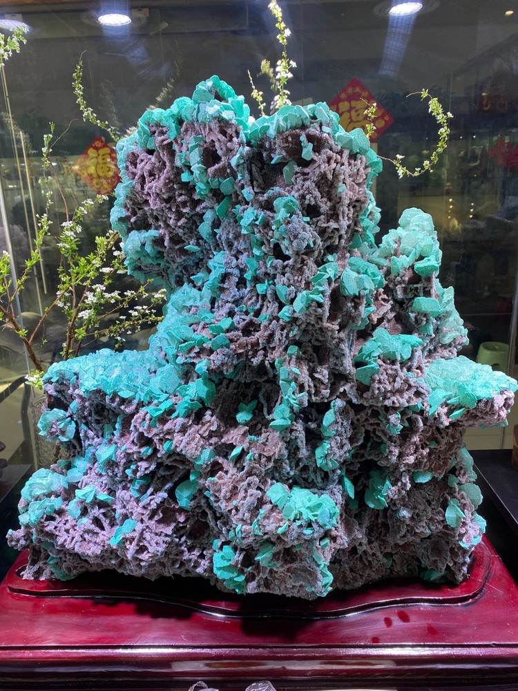 132lb Top Rare Natural Aurichalcite+Sphalerite Quartz crystal mineral collect+st