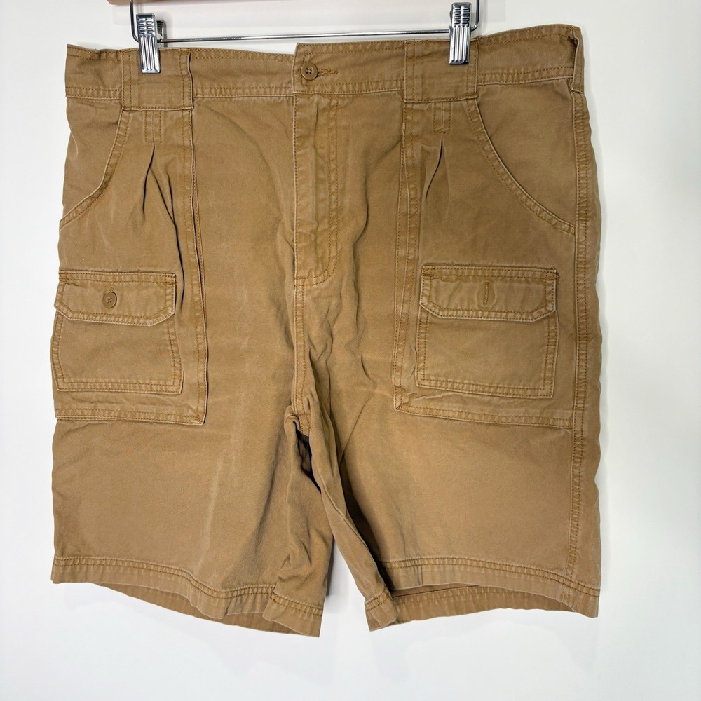 Cabelas Cargo Shorts Tan Cotton Front Cargo Pockets Trail Men Size 36