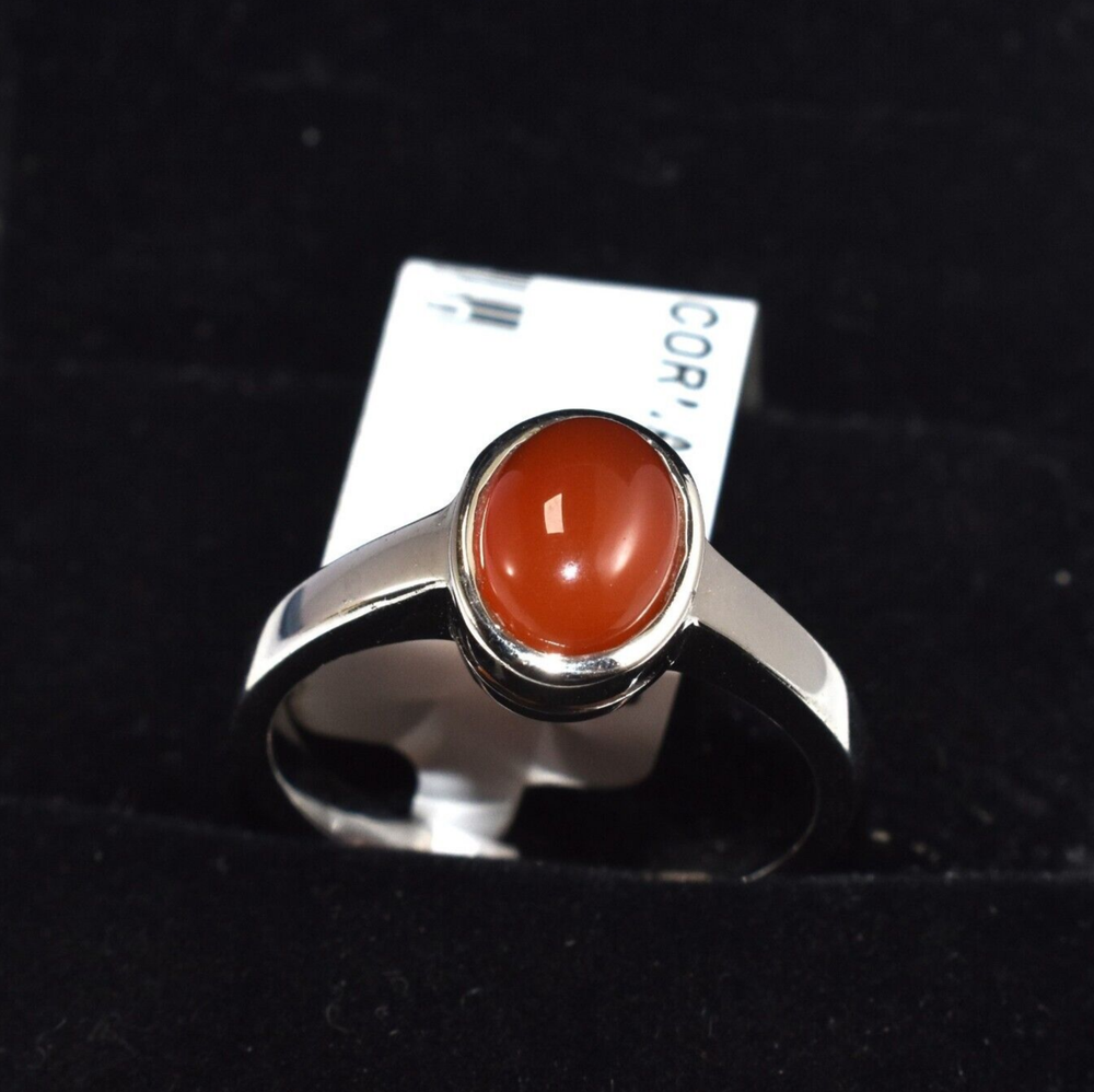 Beautiful Carnelian and 925 Silver Ring Thin Band Attractive Looking Jewelry