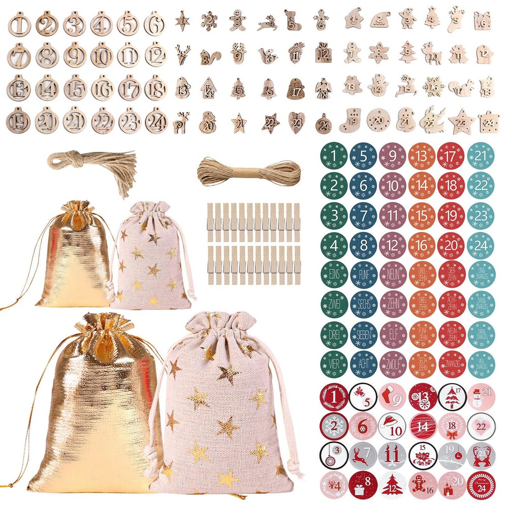 24pcs Christmas Advent Calendar Bags Christmas 24 Days Advent Calendar Gift Bags
