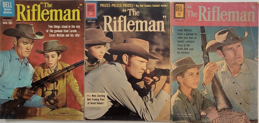 The Rifleman Silver Age Western Lot (3) #2-11* 1959-62 Chuck Conners, Classic TV