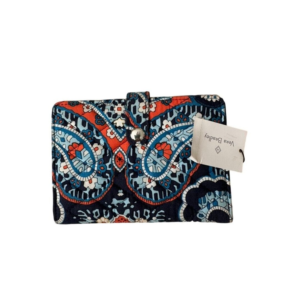 Vera Bradley blue paisley RFID travel wallet for secure organization