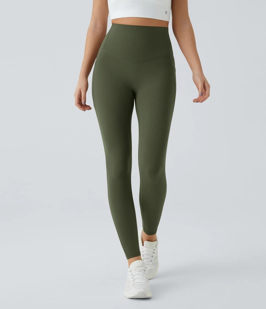 Halara Womens UltraSculpt Mid Rise Tummy Control Side Pocket Running Leggings XS