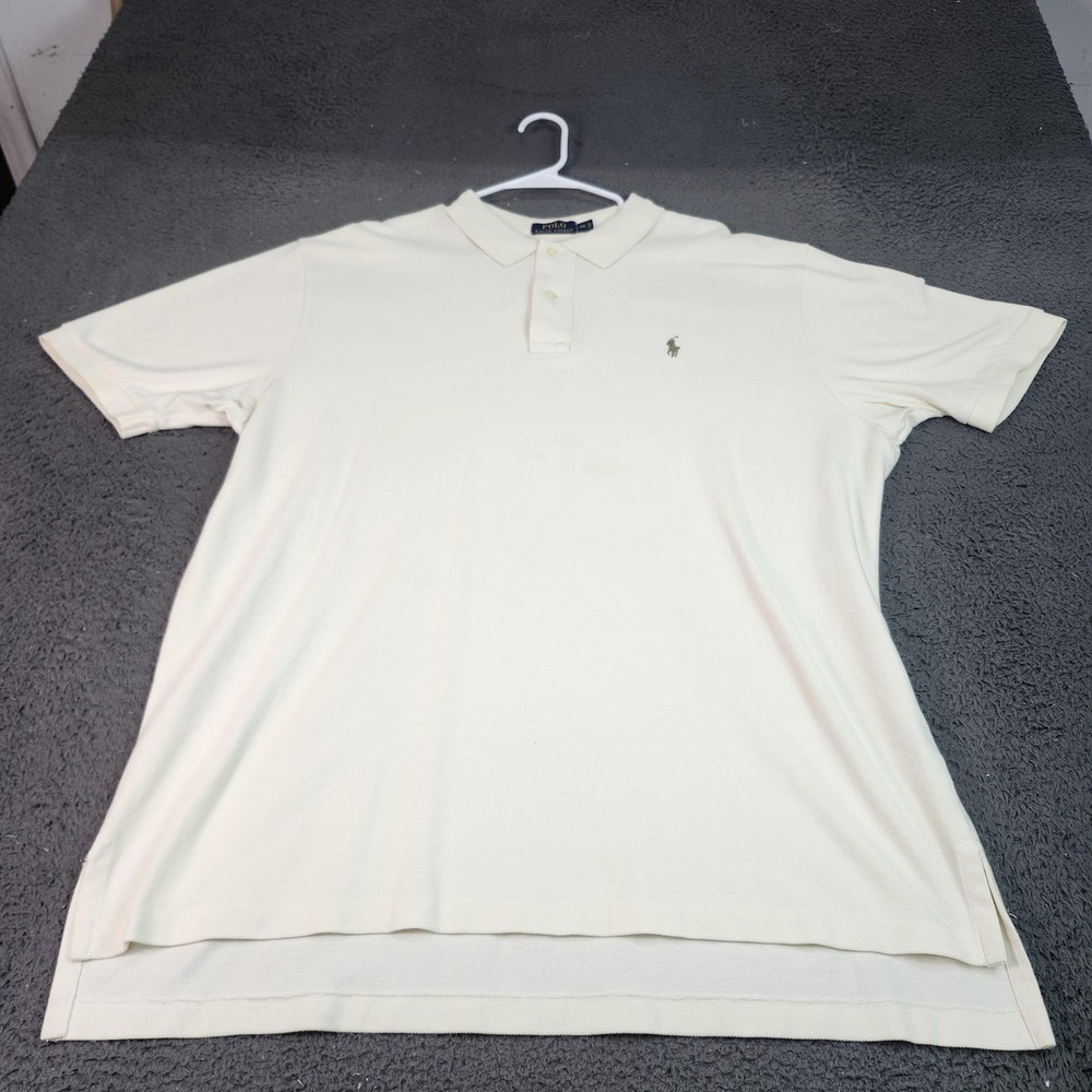 Polo Ralph Lauren Polo Shirt Mens 2XL White Pique Knit Pony Logo Short Sleeve