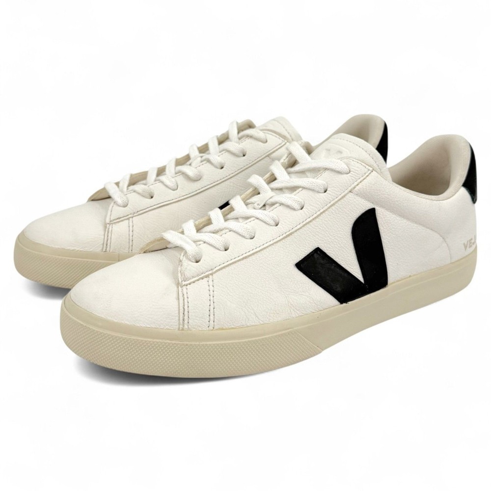 Veja Campo Leather Sneakers for Men in White Black Size 12