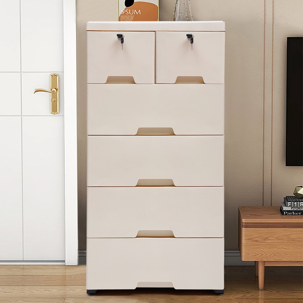 Tall 6-Drawer Wood Dresser for Bedroom Storage & Closet Organization