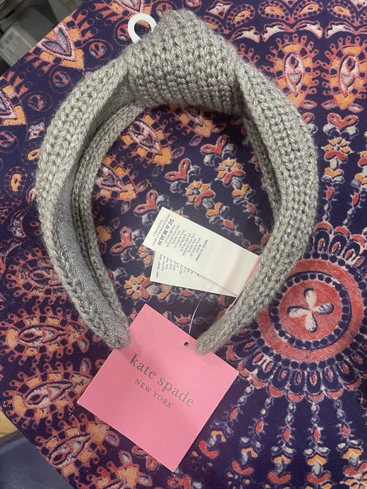 Kate Spade Metallic Grey Knit Knot Headband