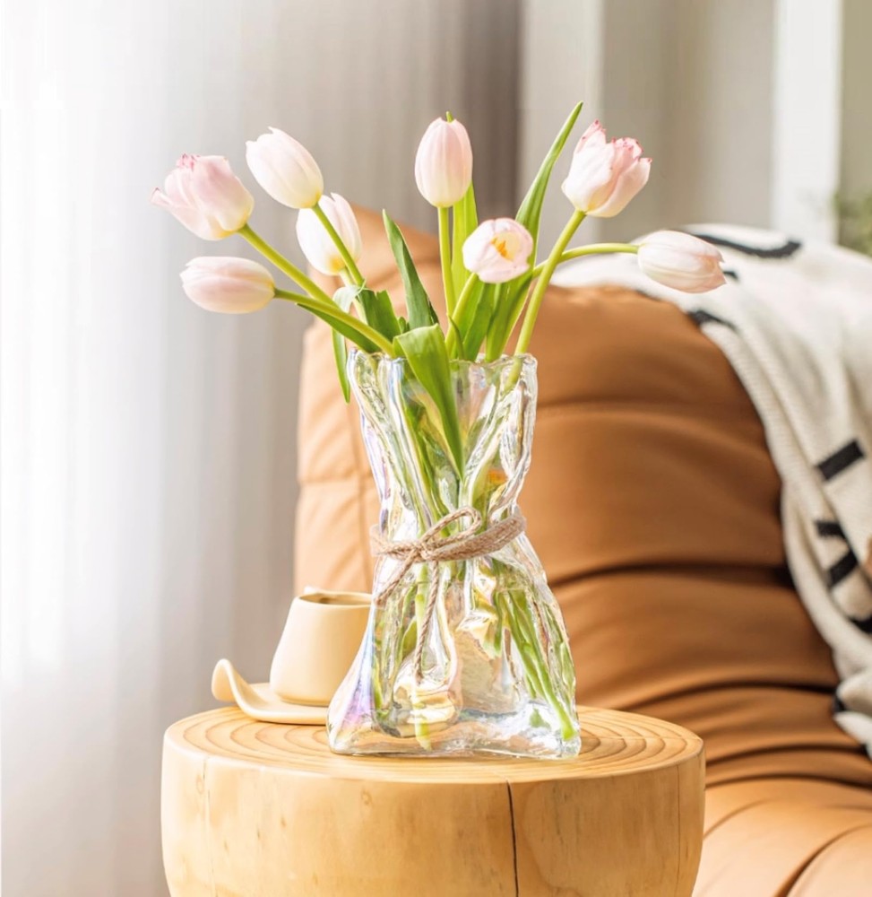 6-Inch Clear Irregular Glass Centerpiece Flower Vase for Stylish Decor