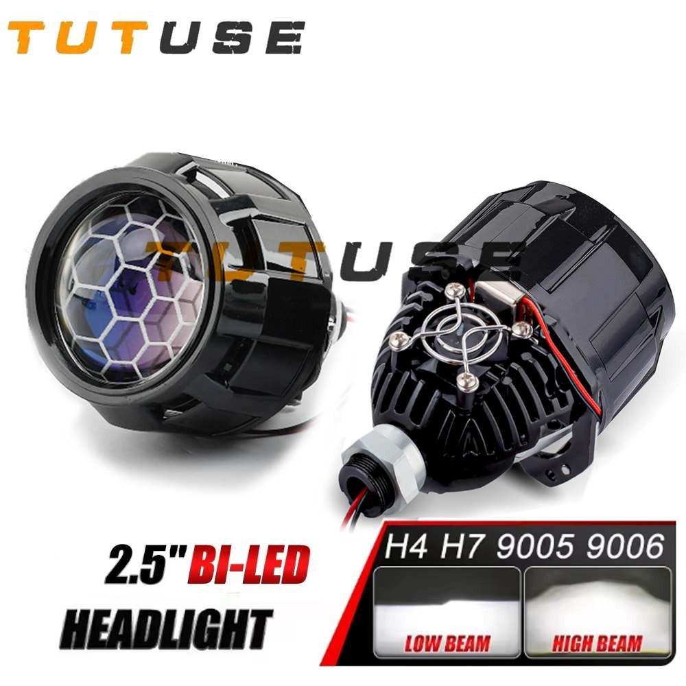 90W 2.5'' Honeycomb Bi-Led Lens For H1 H4 H7 9005/9006 Car Headlight Retrofit