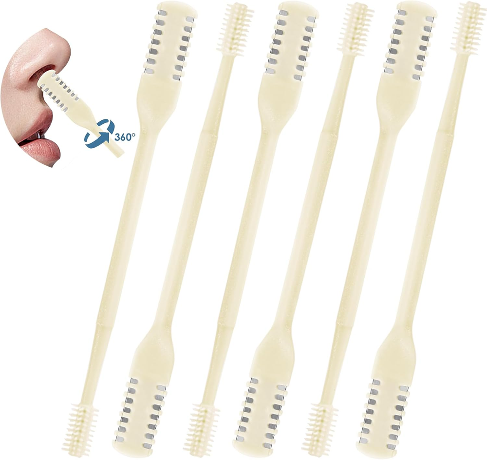 6-Piece 2-in-1 Nasal Cutter Set with Double-Sided Nose Knife for 360 Hair Removal
