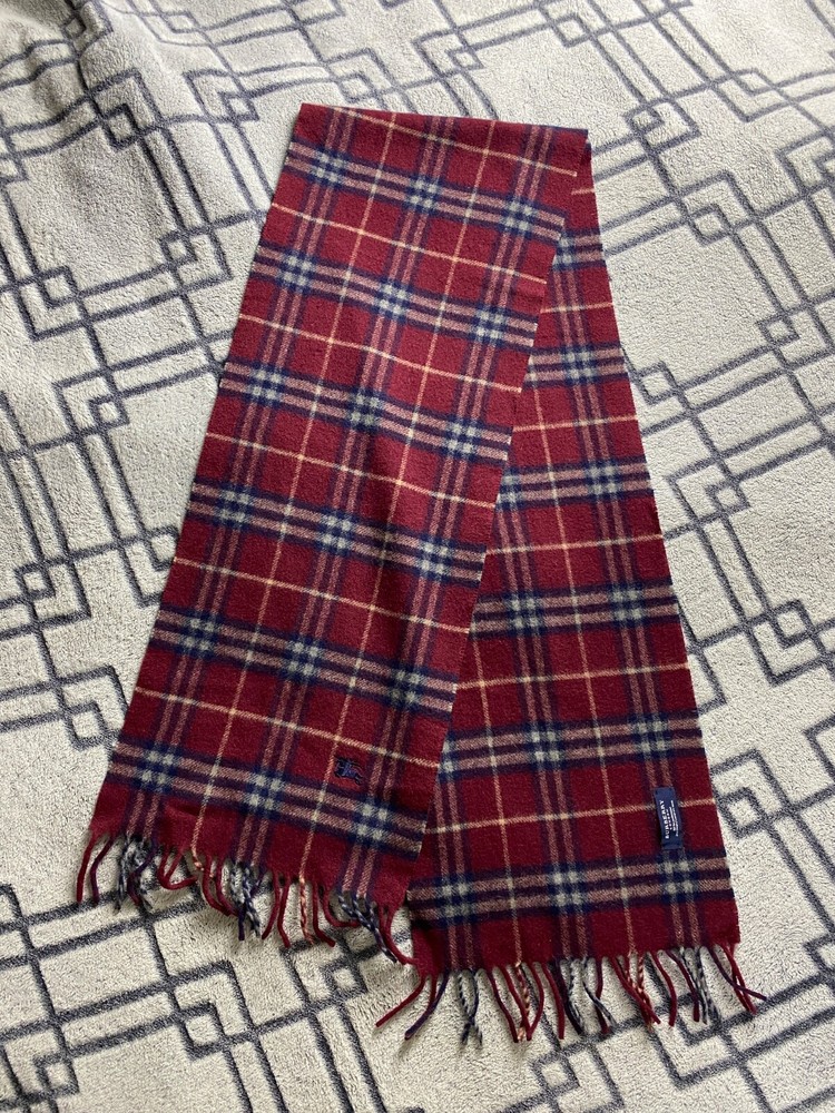 Burberry Burgundy Check Wool Scarf for Men and Women