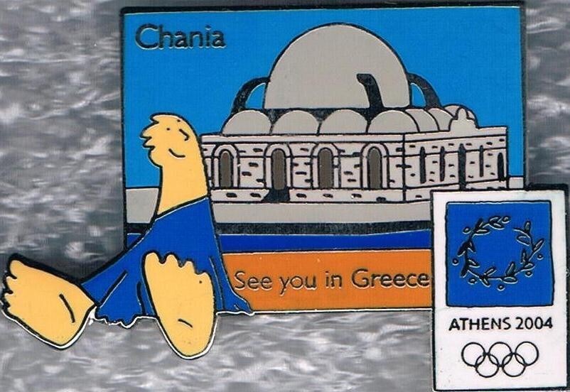 Rare 2004 Athens Mascot See You In Greece Chania. Crete Olympic Games Mark Pin
